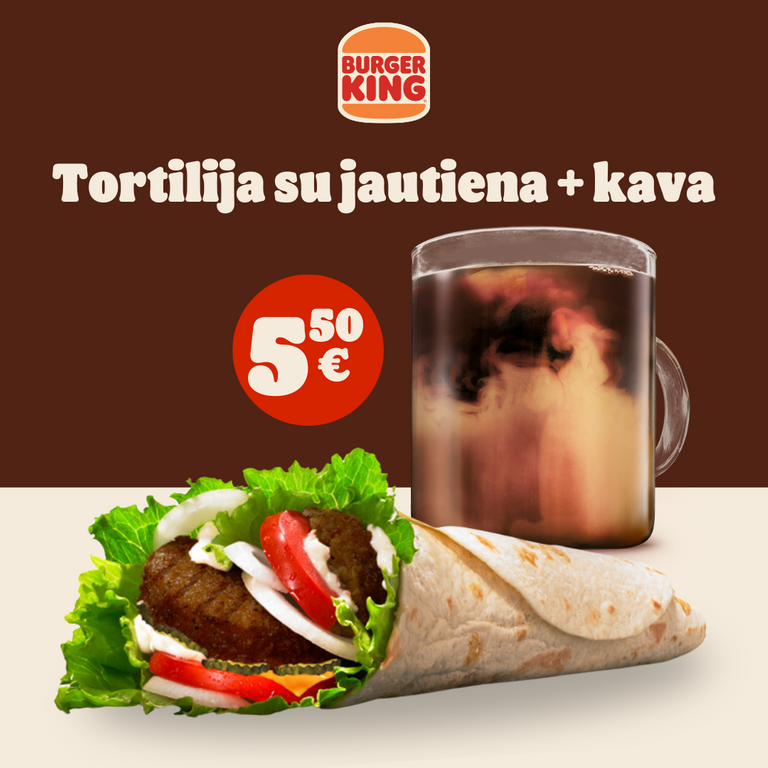 Tortilija su jautiena ir kava